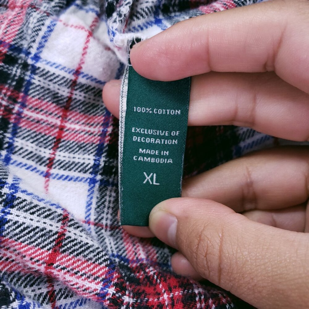 Lauren Ralph Lauren Red Plaid Cotton Flannel Sleepwear Pajama Top n Pants Set XL - Picture 9 of 16